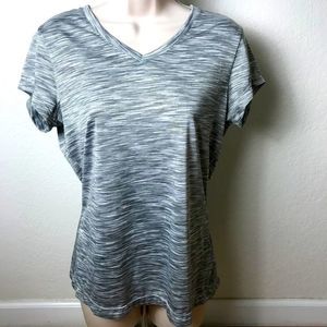 Gray workout top v-neck short sleeves M